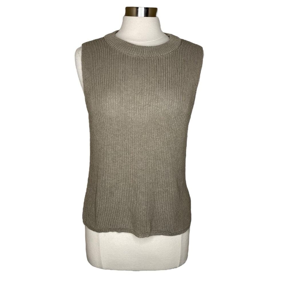 Carly Jean Los Angeles Tan Knit Sleeveless Top Women's Size Large Minimalist
